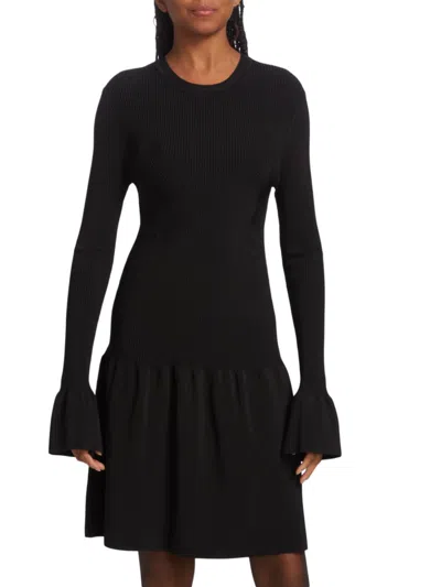 Tanya Taylor Women's Roxanne Bell-cuff Knit Dress In Black