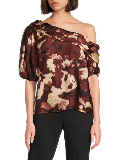 Tanya Taylor Women's Satin Georgia Printed Off-shoulder Top