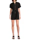 Tanya Taylor Women's Short-sleeve Belted Zip-front Romper