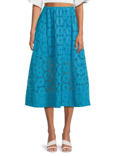 Tanya Taylor Women's Sienna Crochet A Line Skirt In Lagoon Blue