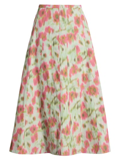 Tanya Taylor Women's Tavia Cascading Floral Midi-skirt In Pink