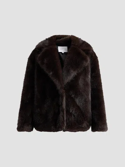 Tanya Taylor Women's Terri Faux-fur Coat In Dark Fig