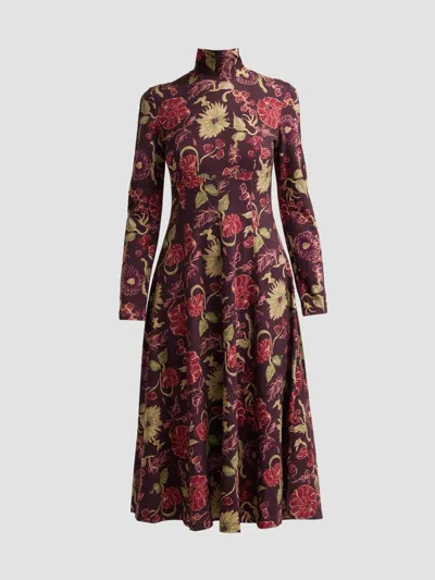 Tanya Taylor Women's Thea Floral A-line Midi Dress In Dark Fig Multi