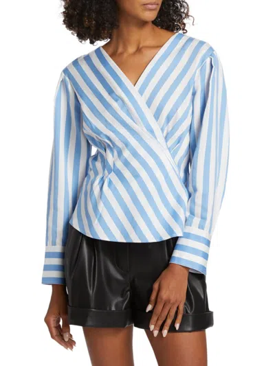 Tanya Taylor Women's Tula Stripe Cotton Poplin Shirt In Azure Blue