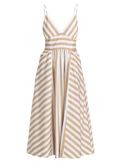 Tanya Taylor Women's Vivien Striped Cotton Midi-dress In Multi