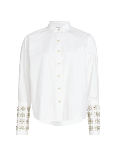 Tanya Taylor Women's Wells Embellished Poplin Shirt In Optic White