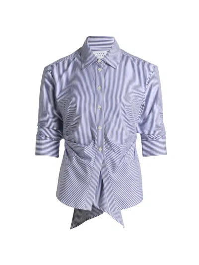 Tanya Taylor Women's Winslet Striped Cotton Back Bow Shirt In Blue
