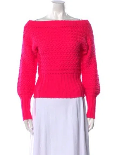 Pre-owned Tanya Taylor Wool Bateau Neckline Sweater In Pink