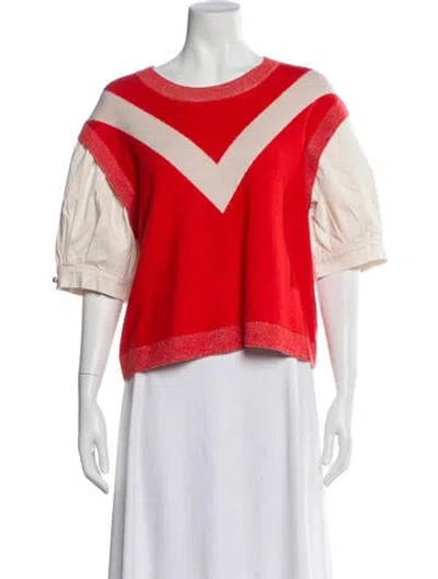 Pre-owned Tanya Taylor Wool Colorblock Pattern Top In Orange