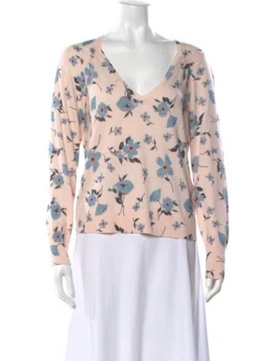 Pre-owned Tanya Taylor Wool Floral Print Top In Pink