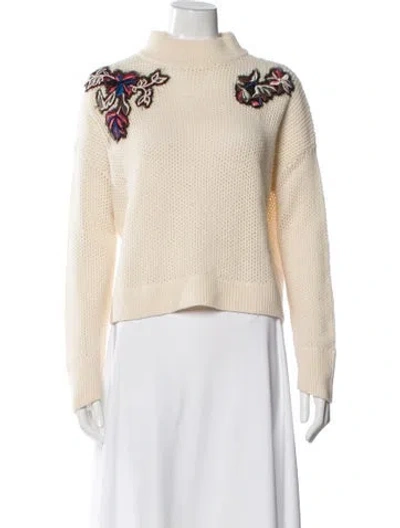 Pre-owned Tanya Taylor Wool Mock Neck Sweater In Neutral