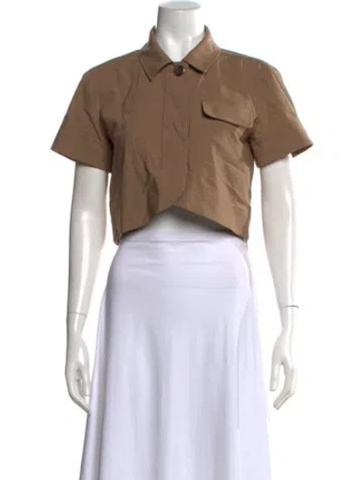 Pre-owned Tanya Taylor Wool Short Sleeve Top In Brown/neutrals
