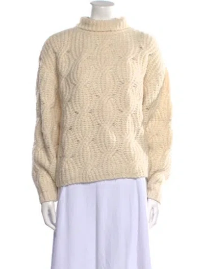 Pre-owned Tanya Taylor Wool Turtleneck Sweater In Neutral