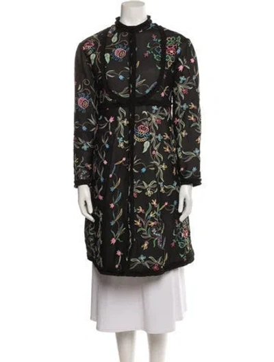 Pre-owned Tao Comme Des Garçons 2022 Floral Print Trench Coat In Black