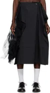 Tao Comme Des Garçons Black Canvas & Nylon Tulle Midi Skirt In 1 Black