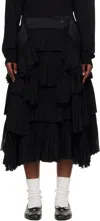 Tao Comme Des Garçons Black Pleated Yarn Dyed Tulle Midi Skirt In Black