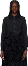 Tao Comme Des Garçons Black Polyester Jersey & Crochet Collar Cardigan In 1 Black