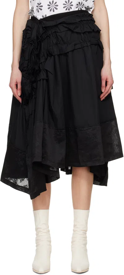 Tao Comme Des Garçons Black Ruffled Midi Skirt In 1 Black