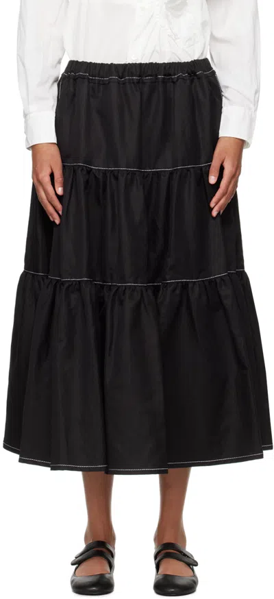 Tao Comme Des Garçons Black Tiered Midi Skirt In 1 Black