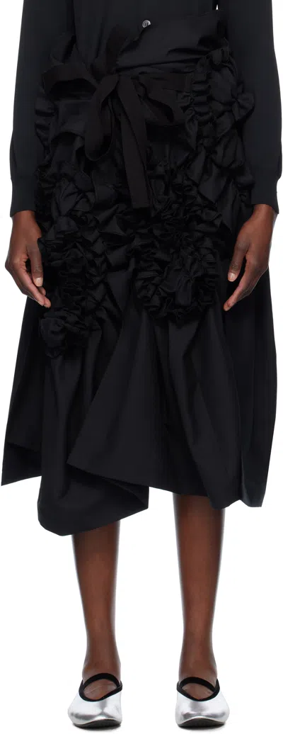 Tao Comme Des Garçons Black Yarn Dyed Wool Polyester Tropical Midi Skirt In 1 Black