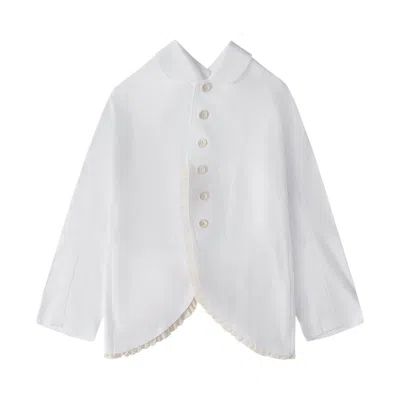 Pre-owned Tao Comme Des Garçons Collared Button Knit Jacket 'white/ecru' | Women's Size S