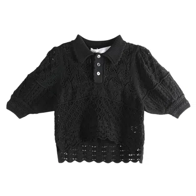 Pre-owned Tao Comme Des Garçons Cropped Openwork Sweater 'black' | Women's Size M