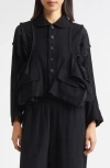 Tao Comme Des Garçons Deconstructed Garment Dyed Jacket In Black