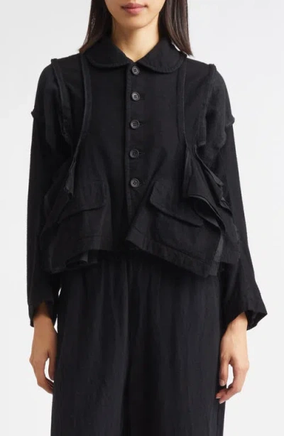 Tao Comme Des Garçons Deconstructed Garment Dyed Jacket In Black