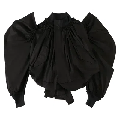 Pre-owned Tao Comme Des Garçons Draped Blouse 'black' | Women's Size S