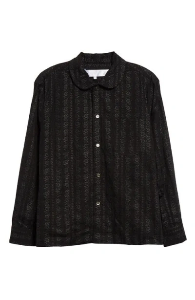 Tao Comme Des Garçons Floral Cotton Button-up Shirt In Black