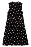 Tao Comme Des Garçons Floral Embroidered Velvet A-line Dress In Brown