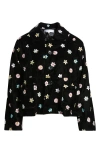 Tao Comme Des Garçons Floral Embroidered Velvet Jacket In Black