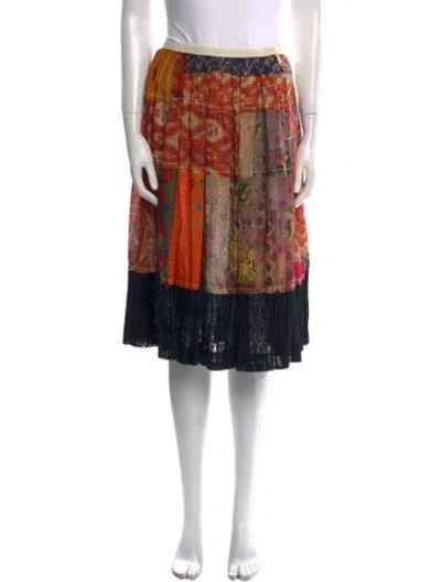 Pre-owned Tao Comme Des Garçons Floral Print Knee-length Skirt In Orange