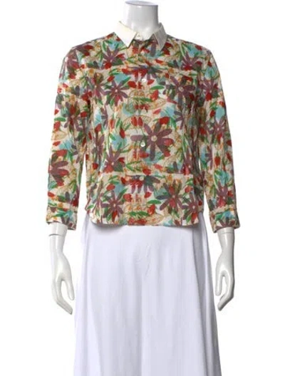 Pre-owned Tao Comme Des Garçons Floral Print Long Sleeve Button-up Top In Multi