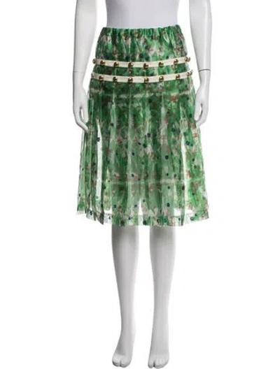 Pre-owned Tao Comme Des Garçons Floral Print Midi Length Skirt In Green