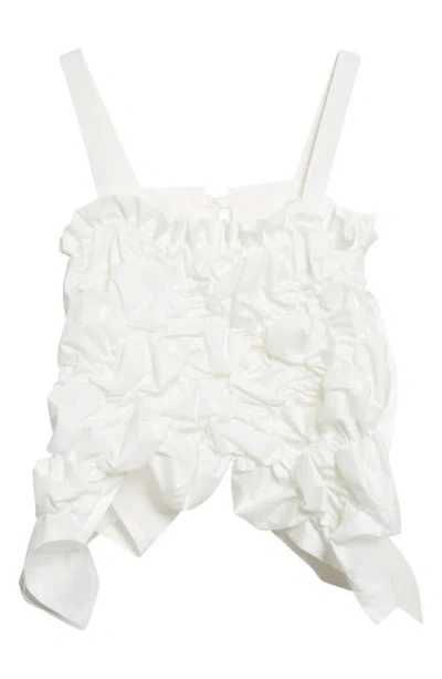 Tao Comme Des Garçons Gathered Tumbled Cotton & Tulle Corset Top In White