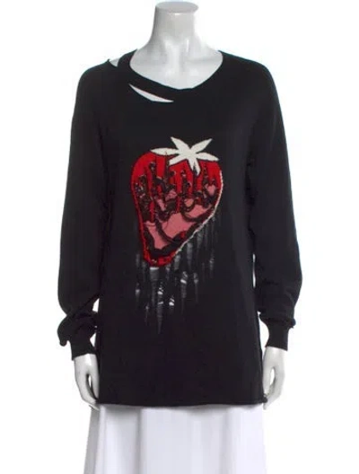 Pre-owned Tao Comme Des Garçons Graphic Print Scoop Neck Sweater In Black