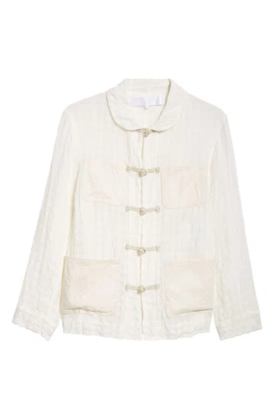 Tao Comme Des Garçons Linen Blend Seersucker Jacket In White