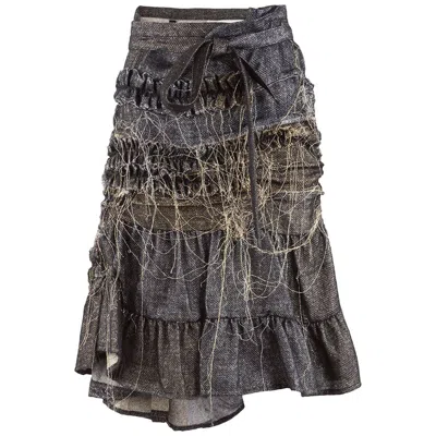 Pre-owned Tao Comme Des Garçons Metallic Asymmetric Wrap Skirt In Black