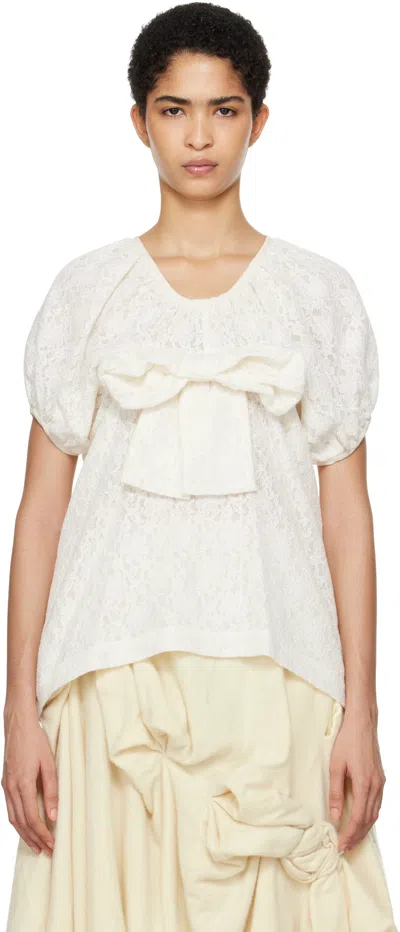 Tao Comme Des Garçons Off-white Lace T-shirt In 2 White