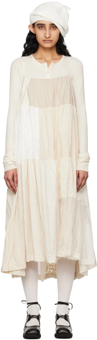 Tao Comme Des Garçons Off-white Patchwork Midi Dress In 1 White/natural