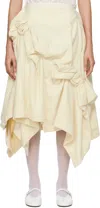 Tao Comme Des Garçons Off-white Wool Midi Skirt In 3 Natural