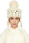 Tao Comme Des Garçons Off-white Wool Mix Crochet Beanie In 2 Natural