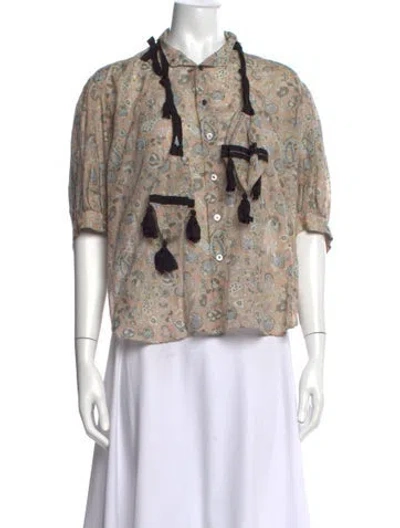 Pre-owned Tao Comme Des Garçons Paisley Print Short Sleeve Top In Neutrals