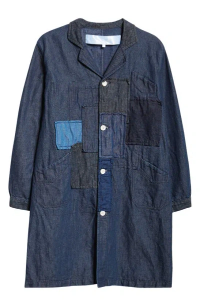 Tao Comme Des Garçons Patchwork Cotton & Linen Denim Jacket In Indigo