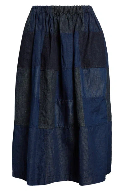 Tao Comme Des Garçons Patchwork Denim Midi Skirt In 1 Indigo