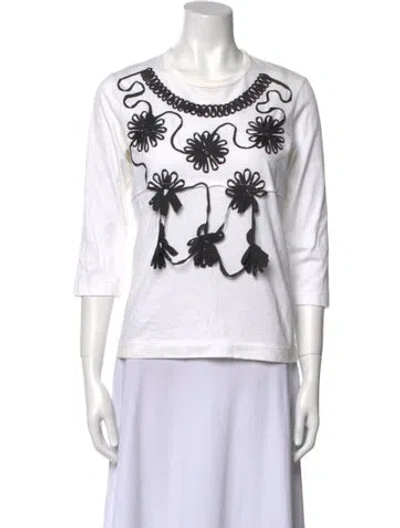 Pre-owned Tao Comme Des Garçons Patterned Crew Neck Top In White