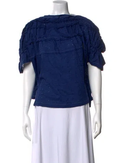 Pre-owned Tao Comme Des Garçons Patterned Scoop Neck Top In Blue