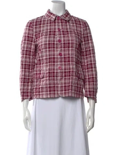 Pre-owned Tao Comme Des Garçons Plaid Print Long Sleeve Button-up Top In Pink