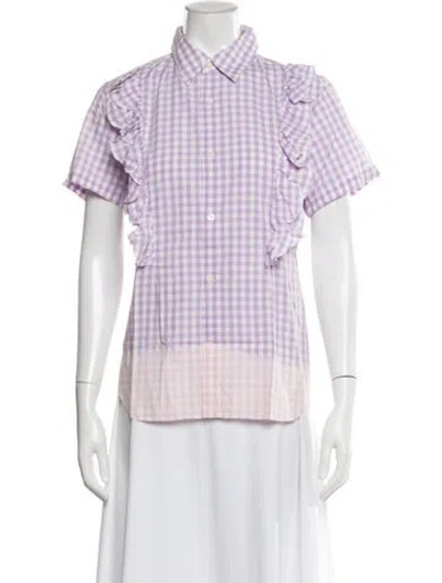 Pre-owned Tao Comme Des Garçons Plaid Print Short Sleeve Button-up Top In White